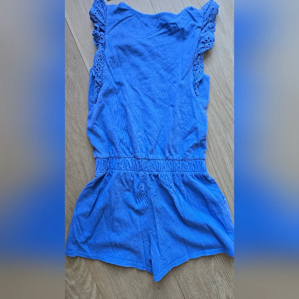 GAP Kids Washed Blue Lace-Trimmed Kids Romper